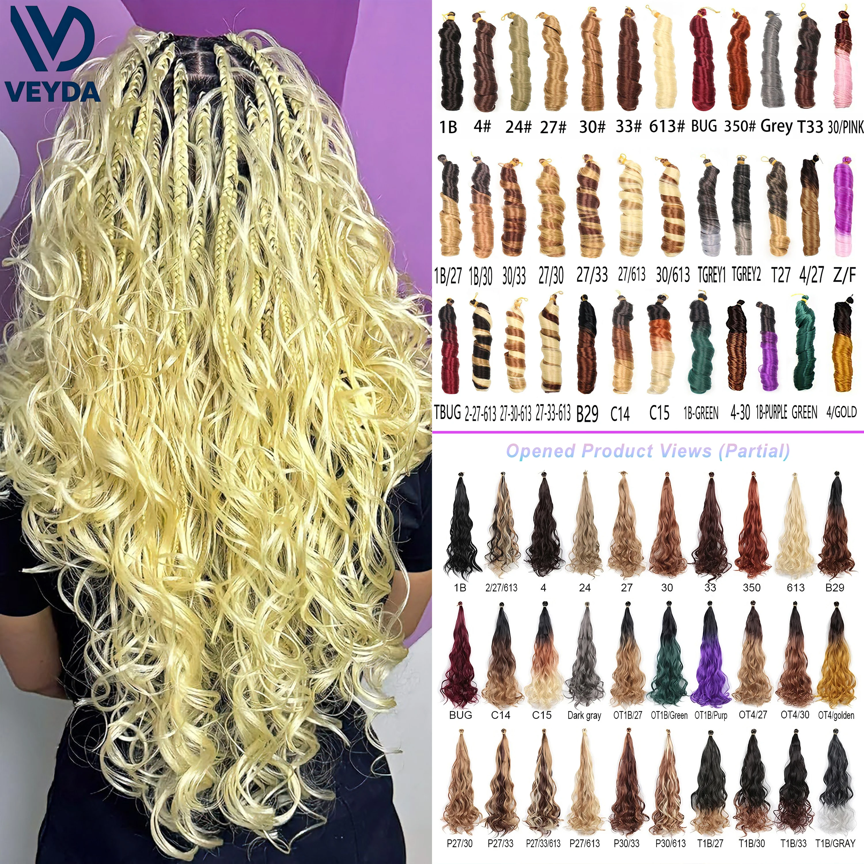 

Loose Wave Braiding Hair Synthetic Spiral Curls Crochet Hair Extensions Pre Stretched French Curls Ombre Braids Hair For Women