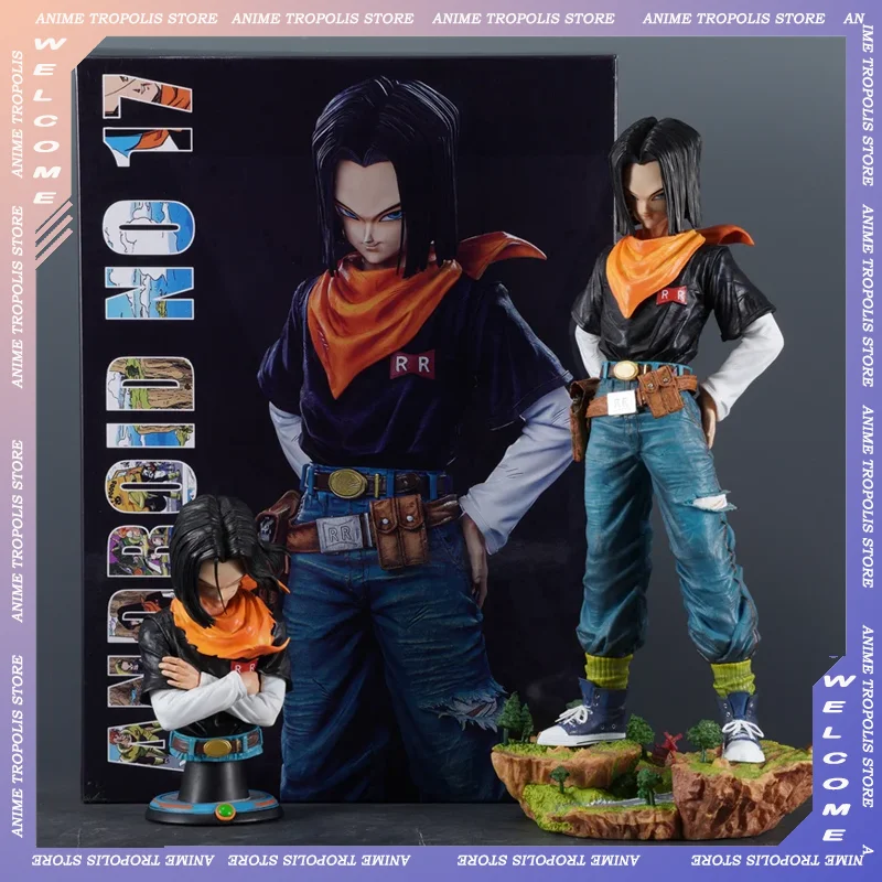 Dragon Ball Action Figure Hitam mutiara Android 17 Figure Android 18 Figurine Patung Desktop koleksi mainan dekorasi hadiah Natal