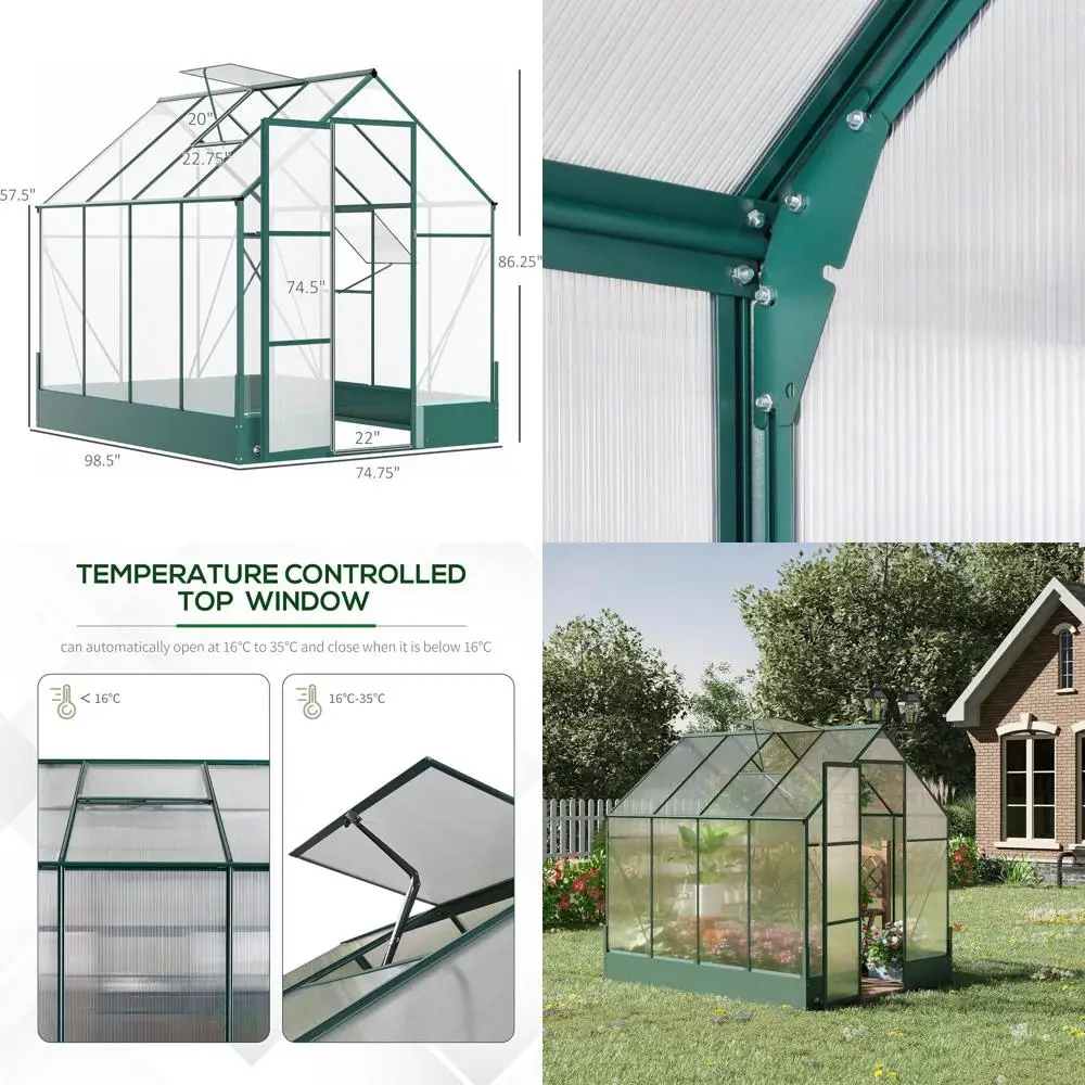 

Теплица-оранжерея 8' x 6' с вентиляционным люком на крыше и водосточным желобом для садоводства на открытом воздухе