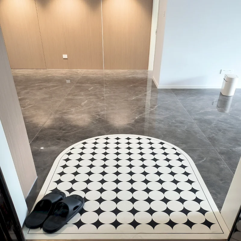 VIKAMA Wave Point Diamond Grid Game Chair Semi Circular Carpet Anti Slip Acoustic Floor Mat Home Decoration