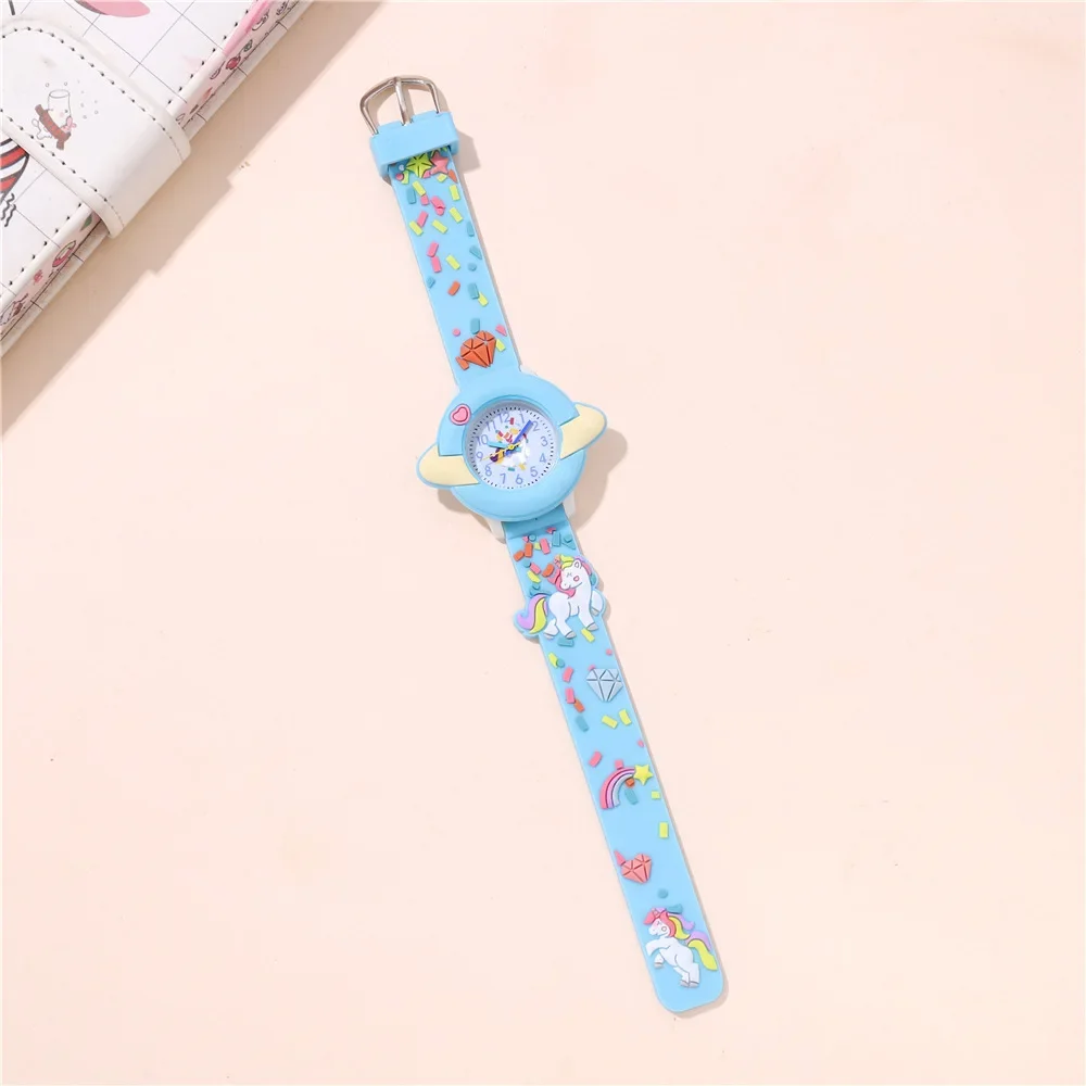 Cute Unicorn Children's Watch Cartoon Quartz Wristwatches, Colored Plastic Band Quartz Boy Girl Student Decorative Watches