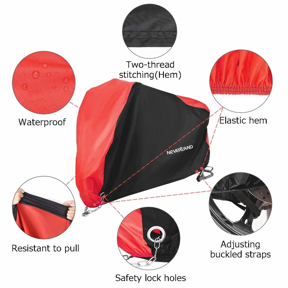 NOVSIGHT Wasserdichte Motorrad-Abdeckungen, rot, Motoren, Roller, Staub, Regen, Schnee, UV-Schutz, für drinnen und draußen, L, XL, XXL, XXXL