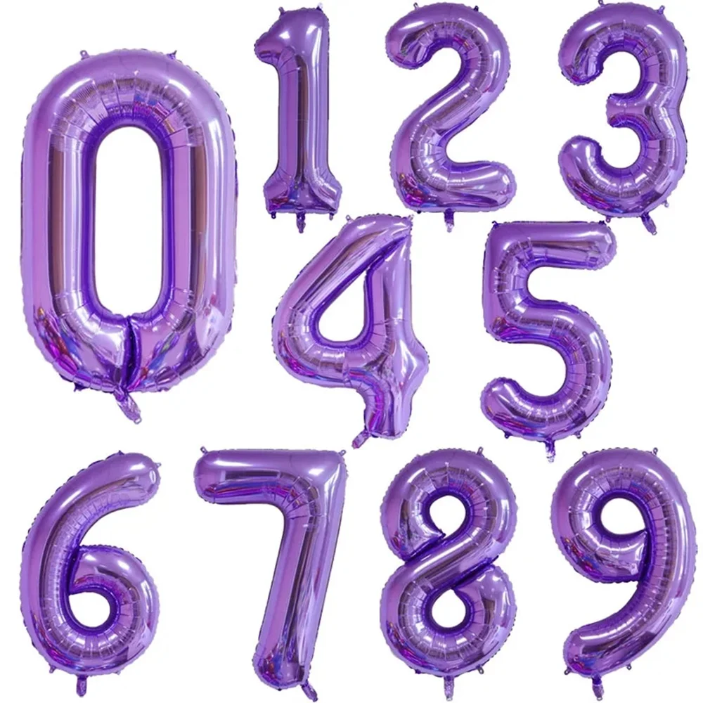 40inch 100cm Large Digit Number Foil Balloons Large Purple Figure Helium Balloon Laser Rainbow Ball Birthday Party Decorations