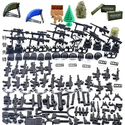 Military Weapon Swat Gun Armor Cannon Guns Toy Suit Figures Building Blocks Toys For Children Ww2 Weapons Kids Gifts