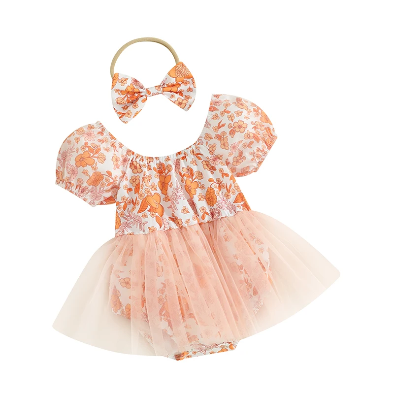 

Infant Baby Girl Princess Romper Dress Puff Short Sleeve Tulle Tutu Overall Dress Birthday Baptism Summer Clothes