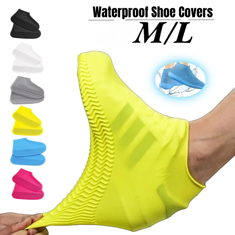 Couvre-chaussures de pluie imperméables réutilisables, couvre-chaussures en silicone, bottes de pluie d'extérieur, couvre-chaussures, accessoires de chaussures de marche, 1 paire