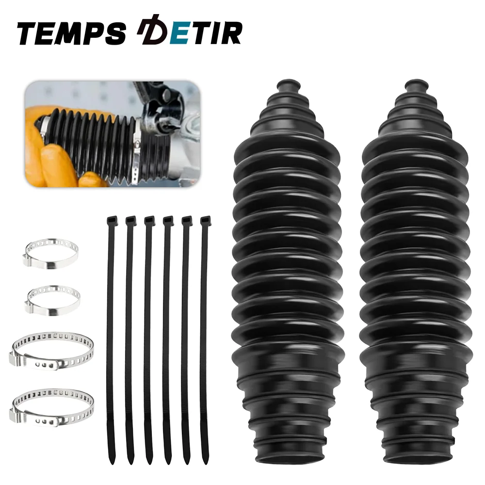 Car Inner Tie Rod Boot Kit, Rack Pinion Steering Gaiter, with Cable Ties+Clamp, for Steering System Protection, Car Accessories