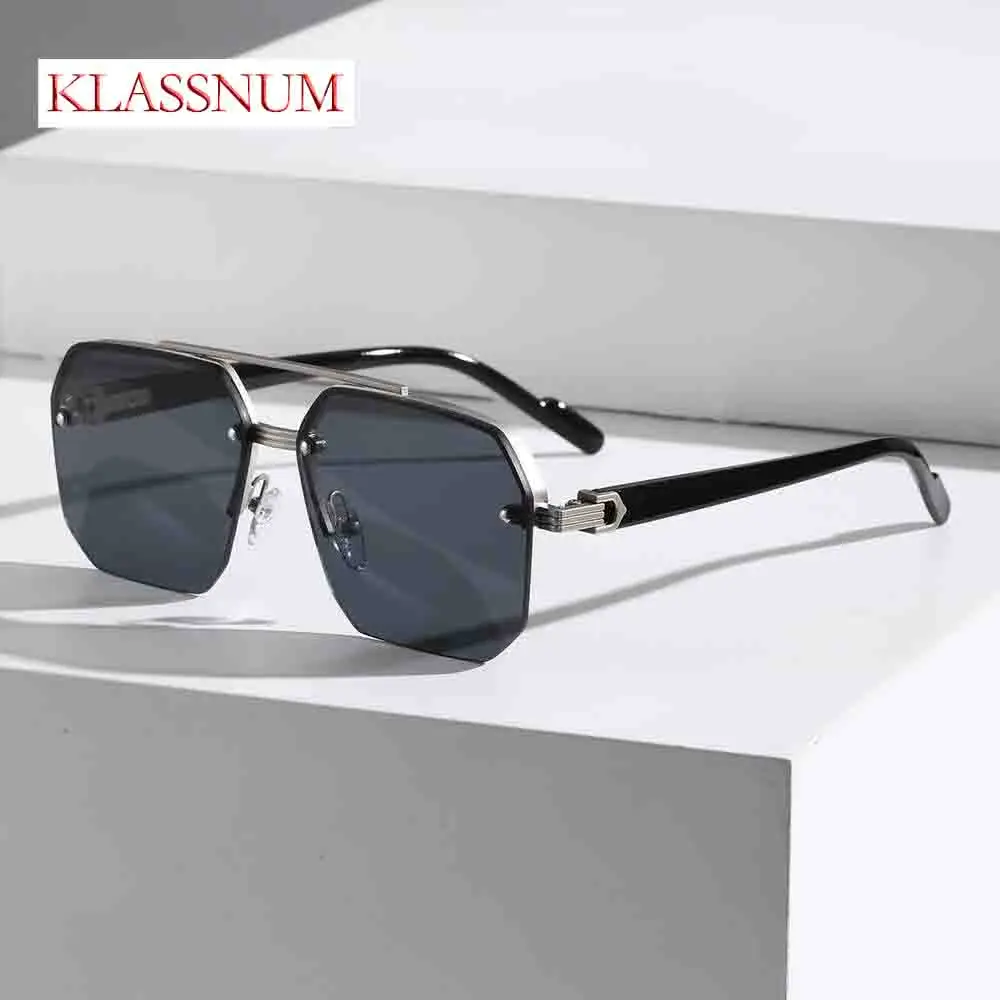 

KLASSNUM Men's Square Luxury Brand Sunglasses Double Bridges Sun Glasses Outdoor UV400 Shades Trendy Driving Goggles 2025