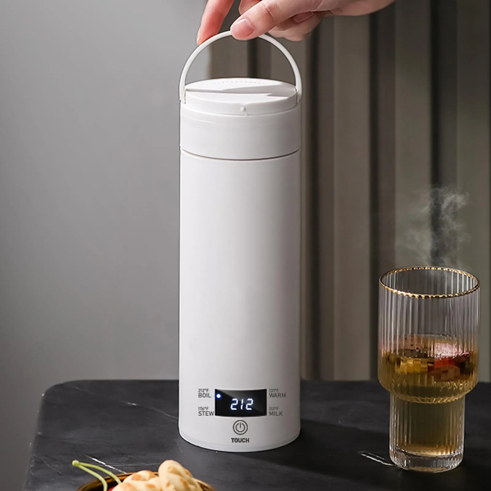 Mini Portable Electric Kettle 450ml with Temperature Control 316 Stainless Steel Travel Hot Water Boiler for On-the-Go Brewing