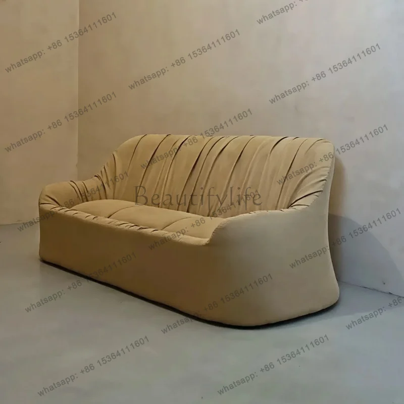 YJ Design antique pleated fabric sofa living room retro style old money style eclectic three-person sofa