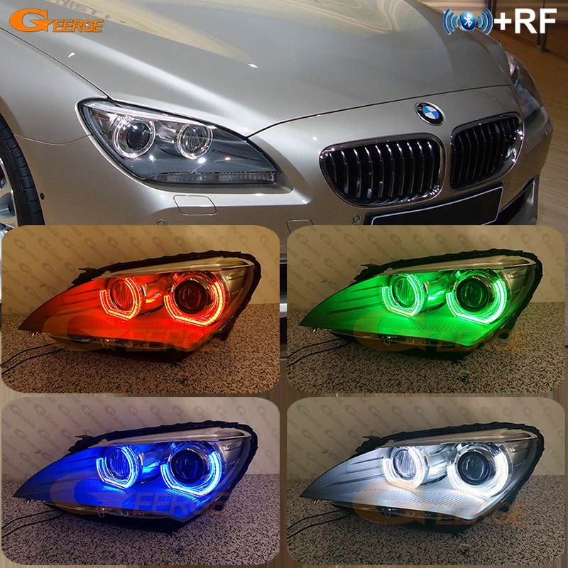 For BMW 6 Series F12 F13 F06 M6 640i 650i Bluetooth APP Crystal DTM M4 Style Multi Color RGB LED Angel Eyes Kit Halo Rings