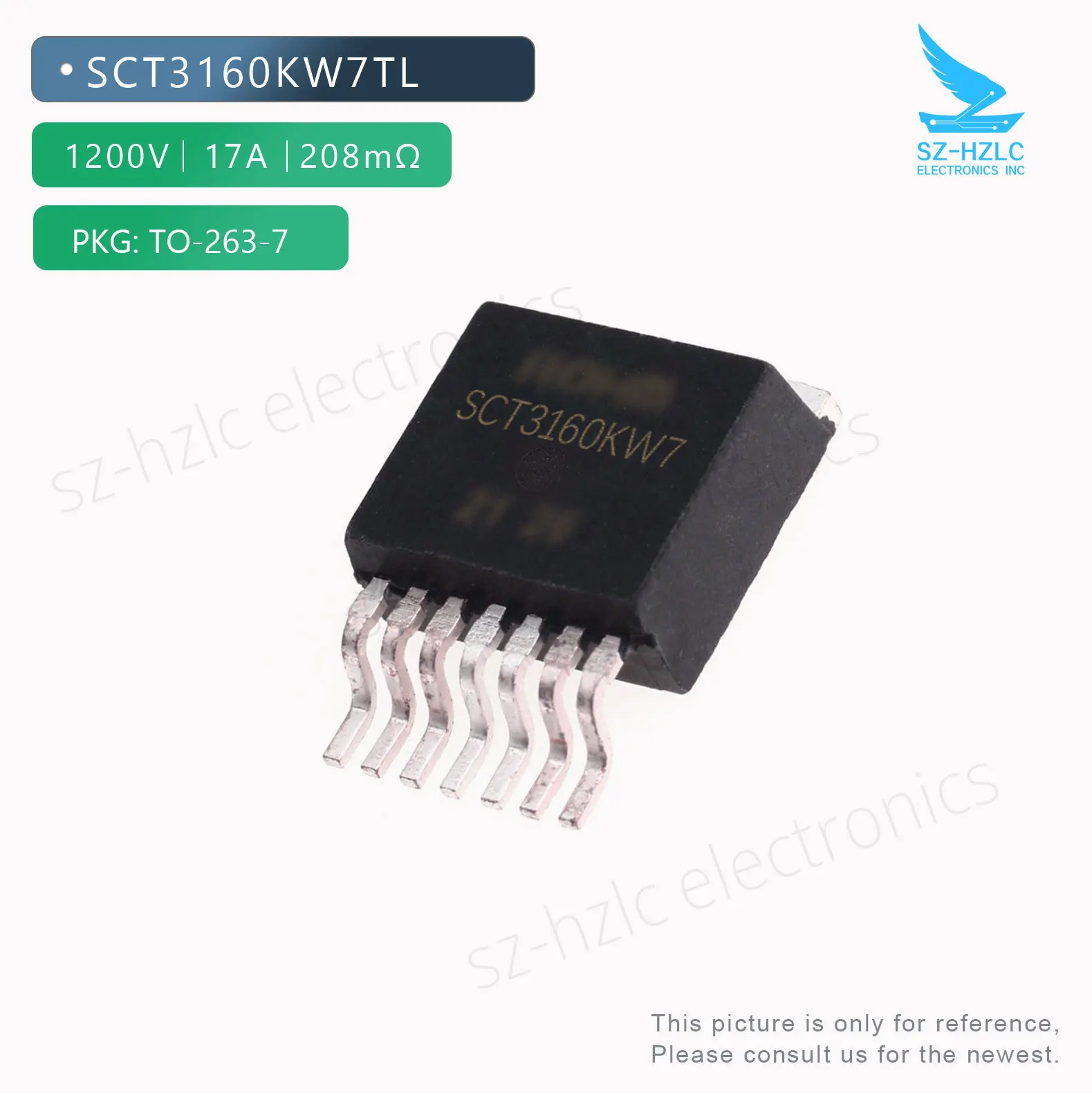 Transistor SCT3160KW7TL, 1200V 17A, 208 mΩ to-263-7