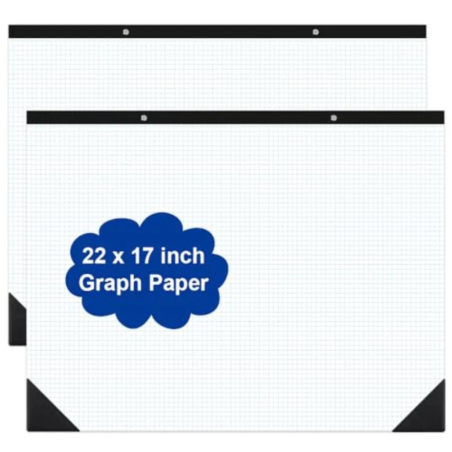 

Большая инженерная графическая бумага - бумага в клетку 22x17 дюймов, 100 листов/200 страниц, клетка 4x4 дюйма, гигантский блокнот для черчения, бумага для эскизов и графиков