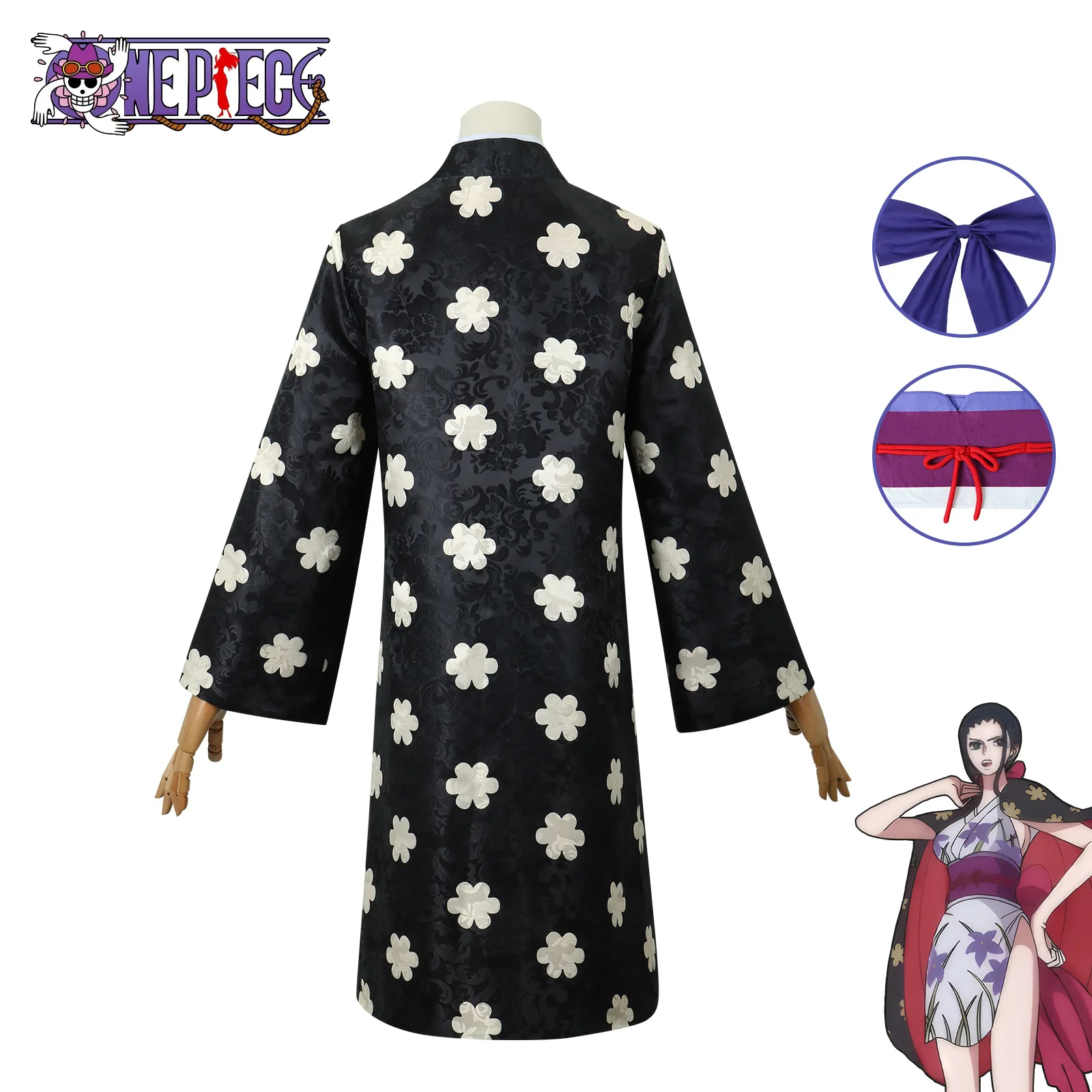 Anime Nico Robin Cosplay Costume Kimono Uniform Accessories Headdress Bow Tie Man Woman Dress Halloween Carnival Party Outfit