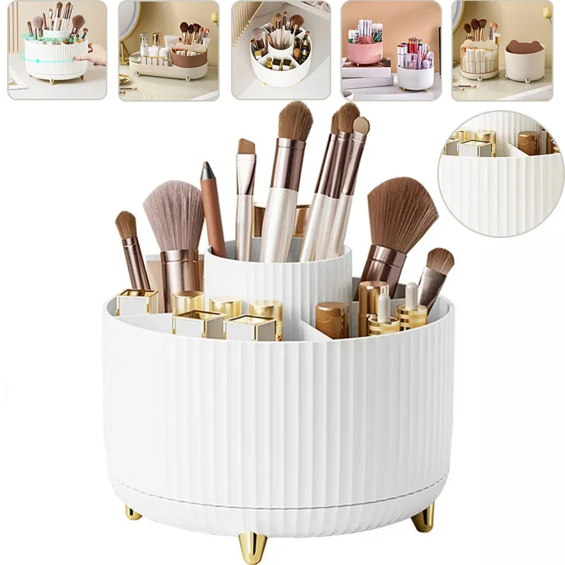 

1PC 360° Rotating Office supplies organizer Dust-proof Cosmetic Brushes Holder Lipstick Eyebrow Pencil Holder Jewelry Container