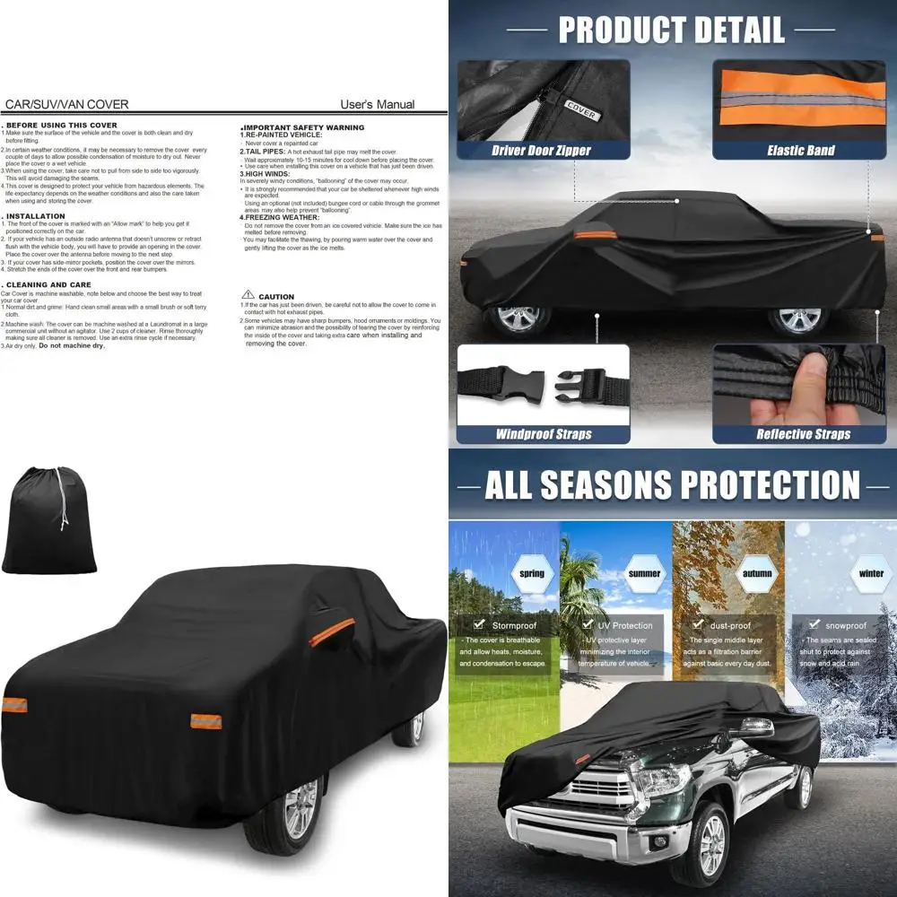 

Aluminum Film Car Cover for 2005-2021 Crew Cab Pickup - Waterproof Protection Against Sun, Rain, Snow, Hail