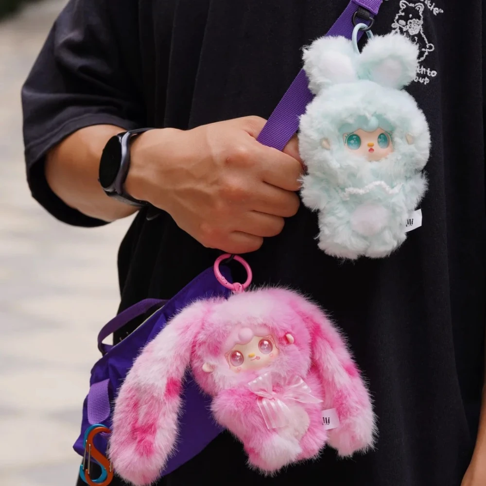 Echte Yooki V5 Hopping Bunny Serie Plüsch Blind Box Kawaii Vinyl Gesicht Schlüsselbund Action Figur Tasche Anhänger Mystery Box Geschenk Spielzeug