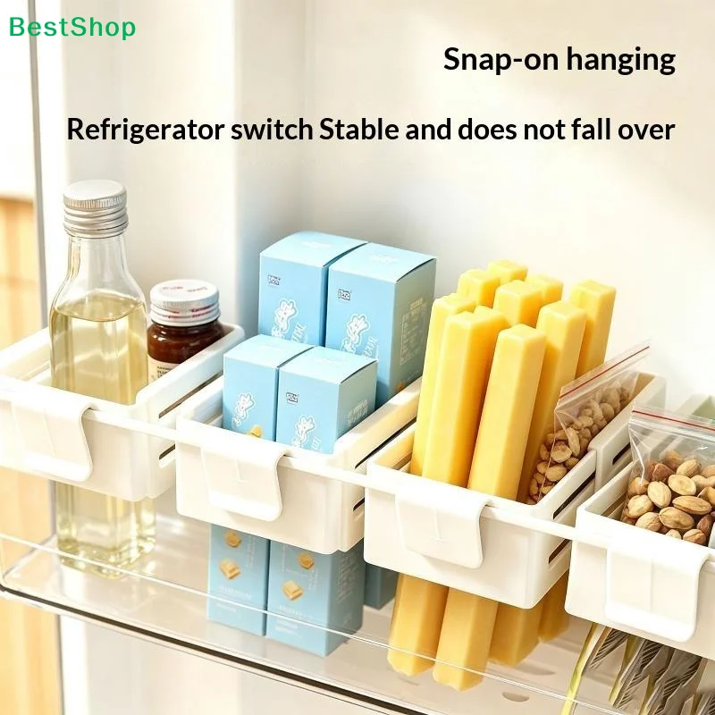 Refrigerator Storage Basket Side Door Food Bag Storage Organizer Expandable Fridge Divider For Home Apartment Office Pantry