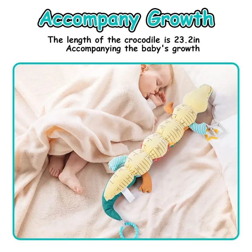 เด็กทารกดนตรีตุ๊กตาสัตว์จระเข้กิจกรรมของเล่น Multi-Sensory Crinkle Rattle และพื้นผิวน่ารัก Tummy Time ของเล่น