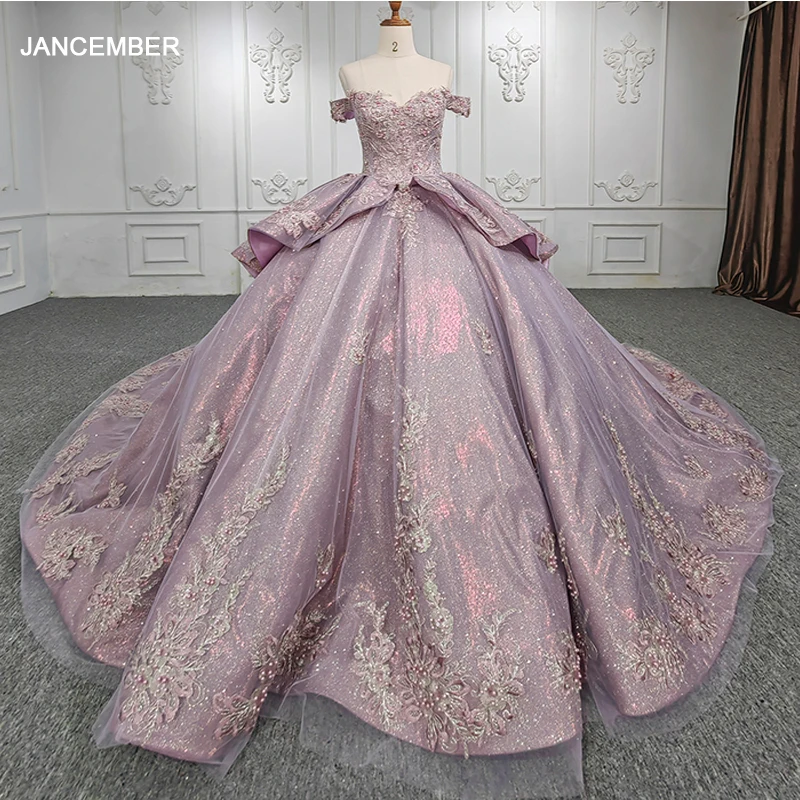 

JANCEMBER Quinceanera Dresses Ball Gown Purple Beading Sweetheart Flowers Sequined Evening Party Dress 2022 Bar Mitzvah DY1105