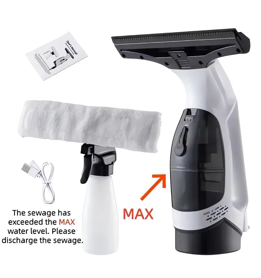 2026 Latest Models Multifunctional Electric Cordless Window Cleaner Machine White Cordless Rechargeable Automatic Portable Glass