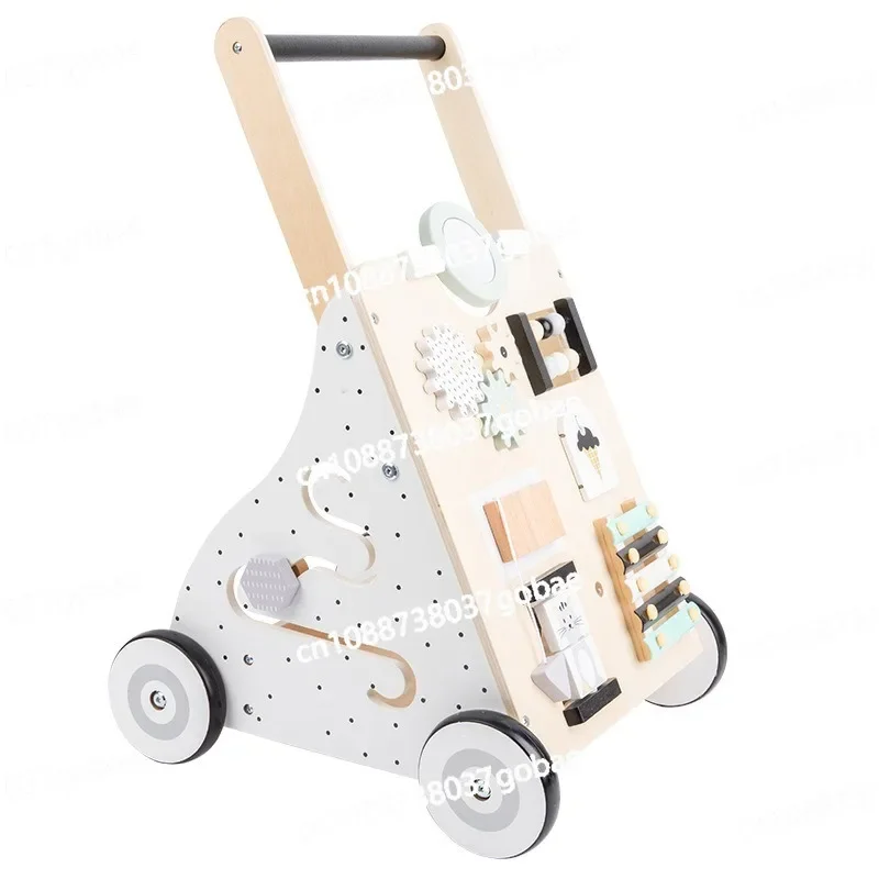 Wooden Children's Multi-functional Walker Cart Baby Puzzle Early Education Playing The Piano