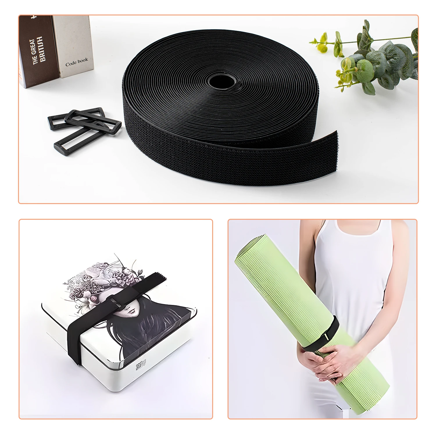 バックル、カットから長さ、粘着性のあるナイロンフックとループの留め金ケーブルテープ、オーガナイザー用の粘着性ストラップ、3m