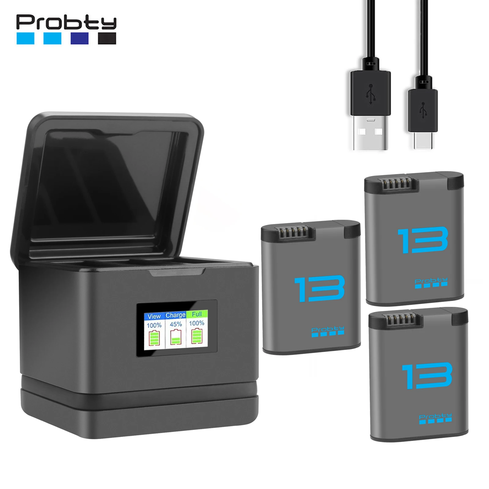 For GoPro Hero 13 Enduro Battery 2280mAh LCD 3-Channel Fast Charging Case Storage Box For Go Pro Hero 13 Accessories