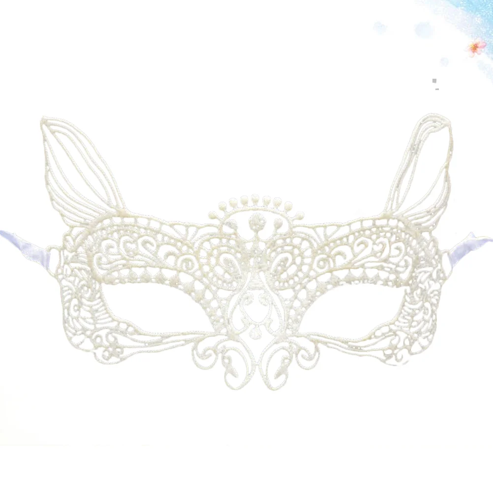 Lace Eye Mask Party Mask Carnival Mask Masquerade Halloween Hollow Costume Half Face Masquerade Mask Carnival Mask (White）