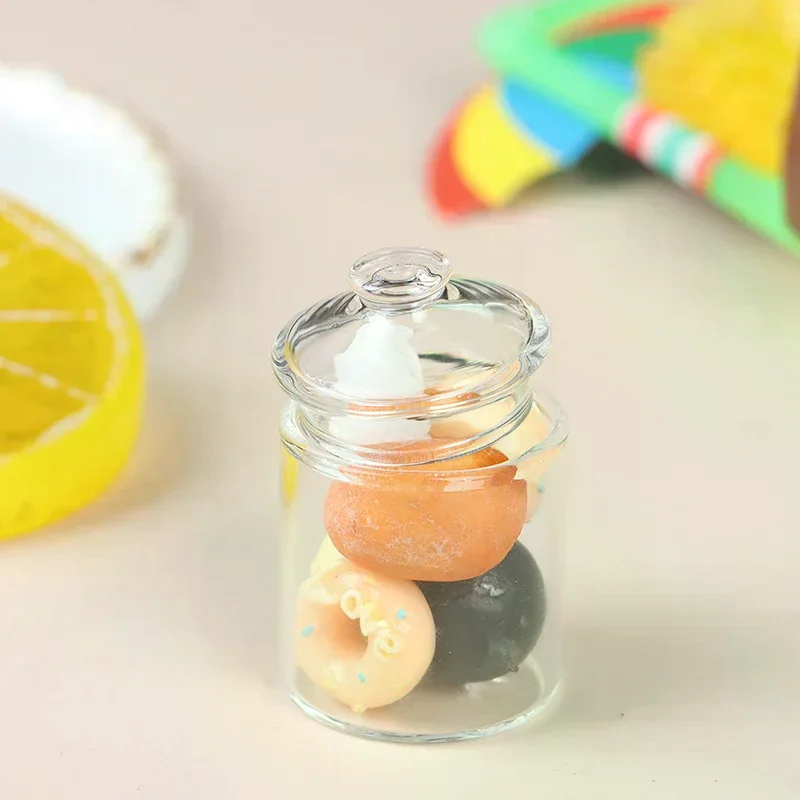 High borosilicate mini glass candy jar food play doll house accessories