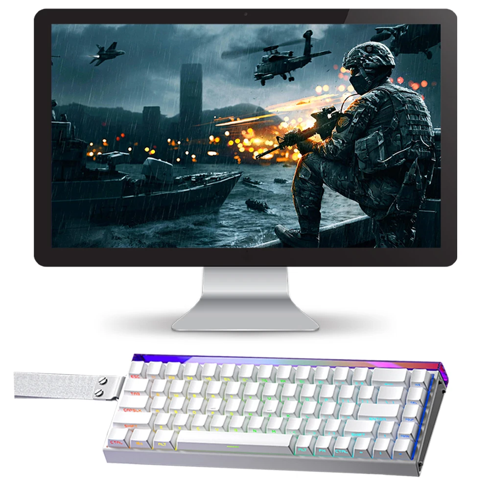 

Механическая клавиатура с RGB-подсветкой, проводная портативная клавиатура, игровая магнитная клавиатура с горячей заменой для компьютера, ПК, ноутбука