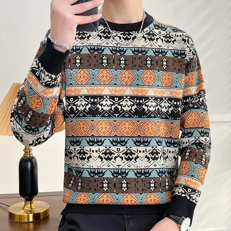 Soft Warm Pull Homme 2023 New Autumn Winter Warm Print Sweater Men Fashion Knit Pullovers High End Mens Christmas Sweaters