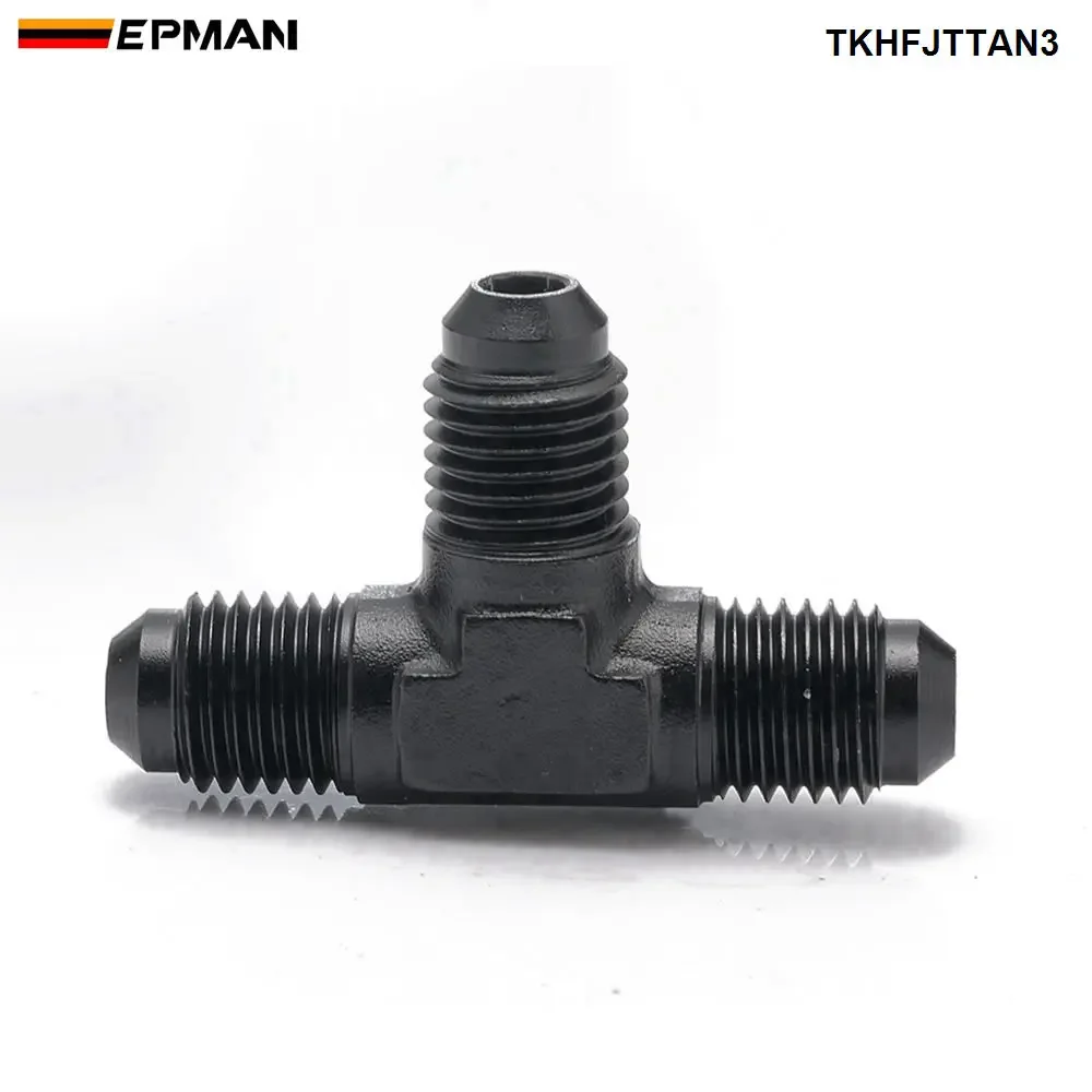 EPMAN  AN3 Aluminum Flare Tee Fitting Junction Coupler Adapter Fit Oil / Turbo Fuel Line / Rail Pump Injector Fitting TKHFJTTAN3