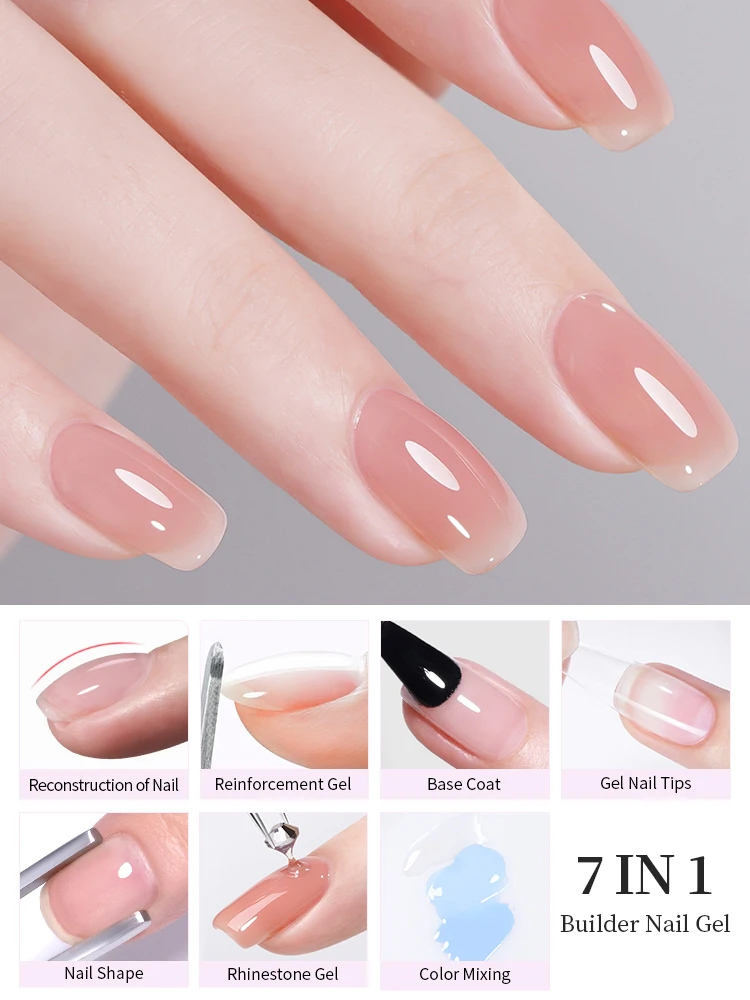 AWStorG 15ML faible chaleur de durcissement 7-en-1 constructeur Gel à ongles Gel auto-nivelant vernis à ongles Gel de Base fort laque Gel renforcée