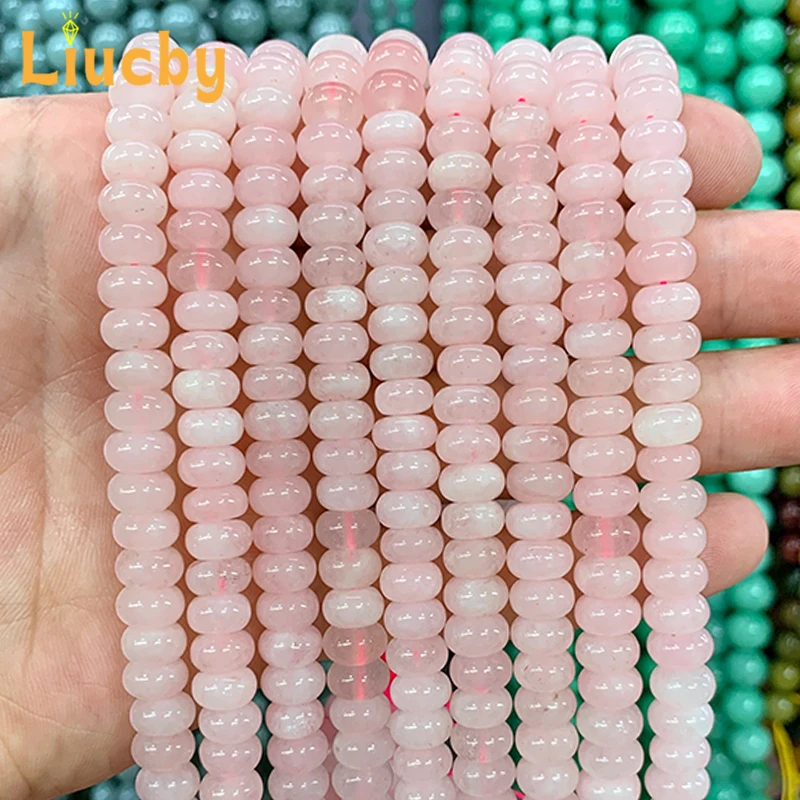 8mm Natural Stone Pink powder crystal abacus spacer bead DIY jade anklet semi-finished products For Jewelry Making 15