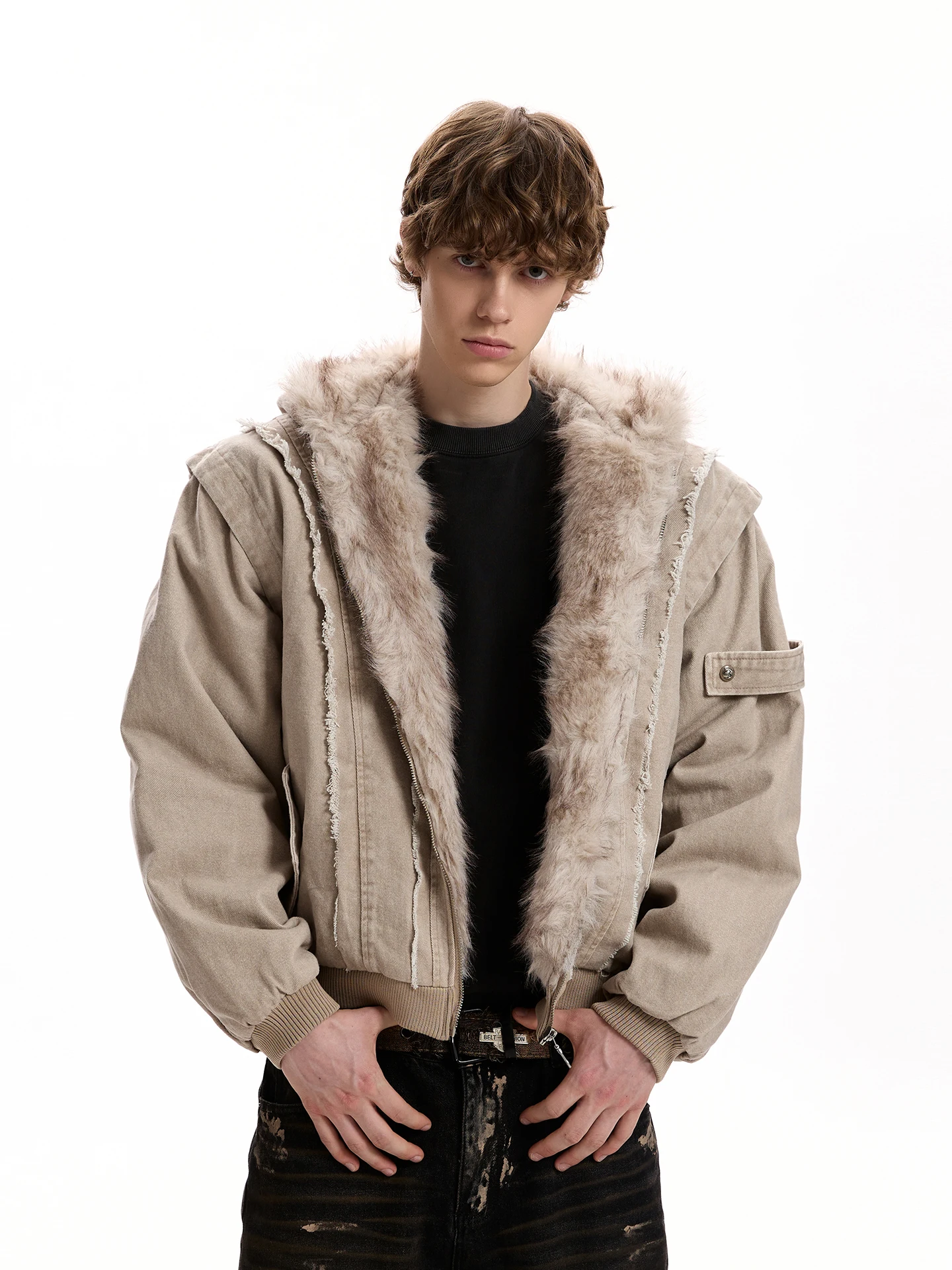 

Американская ретро-куртка из хлопка с декоративной отделкой и принтом горного орла, свободного кроя, с отрезными плечами, для подростков