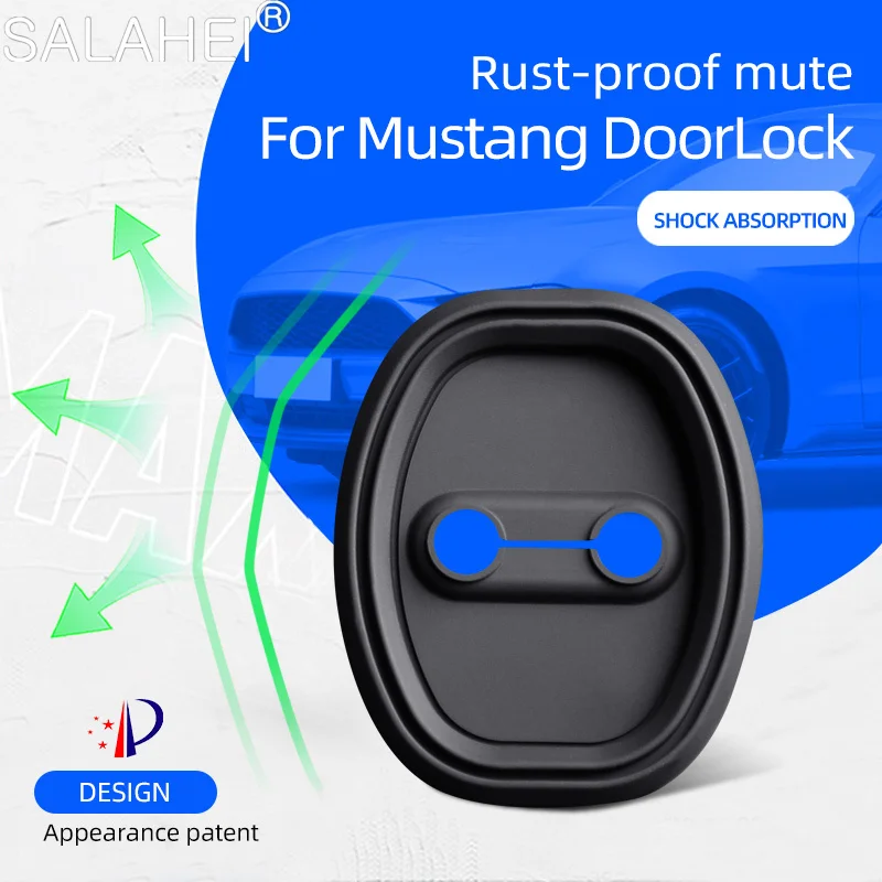 4pcs Silicone Car Styling Door Lock Buckle Anti-collision Protection Cover For Mustang Series Auto Shock Absorber Accessories