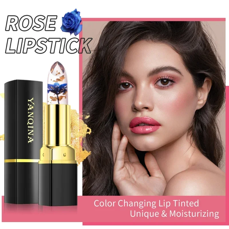 Jelly Flower Lipstick Temperature Color Changing Gold Foil Moisturizing Waterproof Lasting Magic Lip Balm Lips Makeup Cosmetics