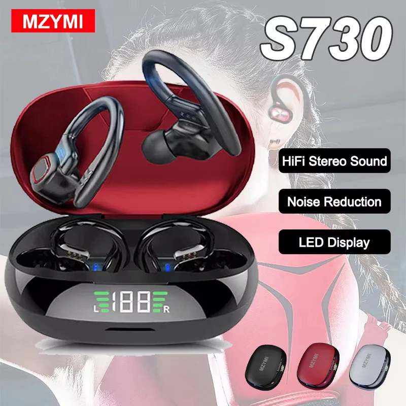 MZYMI S730 Auricolari wireless Gancio per l'orecchio Auricolari Bluetooth TWS Cuffie Hifi Gaming Touch Control Cuffie sportive con microfono