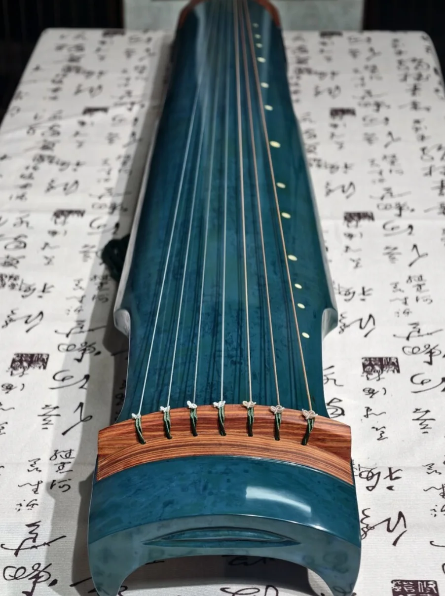 Zhongni Style Guqin Chinese 7-string Zither Blue Paint Finish Old Chinese String Instrument for Performance Practice