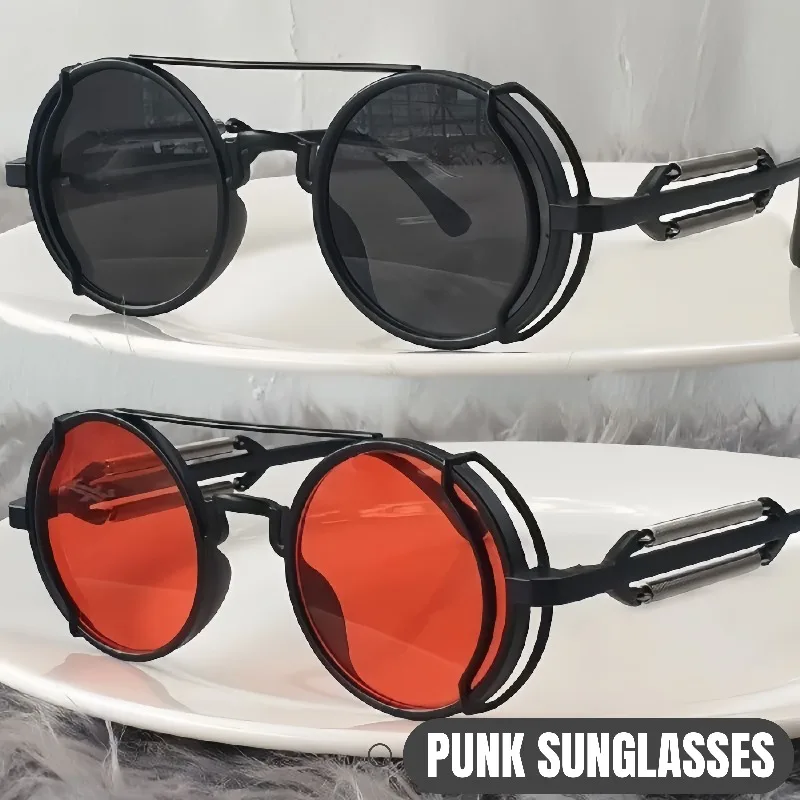 Vintage Steampunk Sonnenbrille für Herren Runde Punk-Sonnenbrille mit Kleinen Gläsern für Damen 2026 Hochwertige Schutzbrille