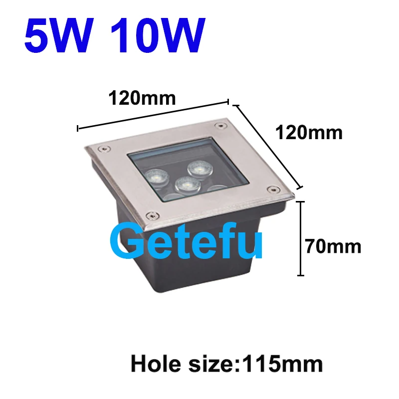 LED-Untergrundleuchte, 3 W, 5 W, 10 W, wasserdichte Stehlampe, Bodenleuchte für den Außenbereich, Landschaft, Garten, Weg, vergrabener Hof, 85–265 V, DC12 V, IP68 – Detail 8