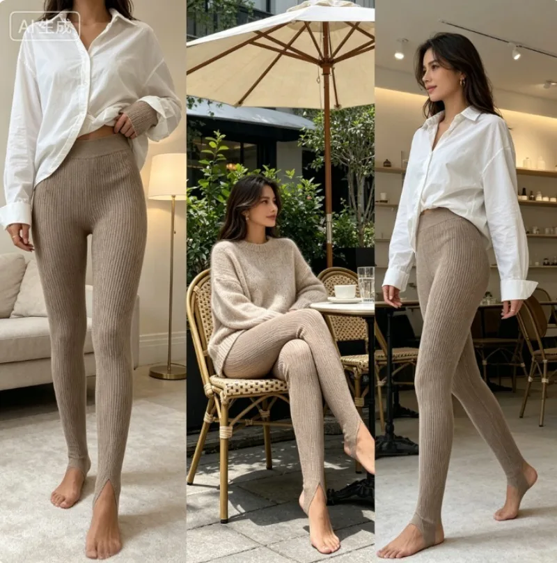 Women’s Stirrup Workout Pants Slim Fit Compression Tights Ankle Strap Detail Lightweight for Daily Wear & Hot Yoga