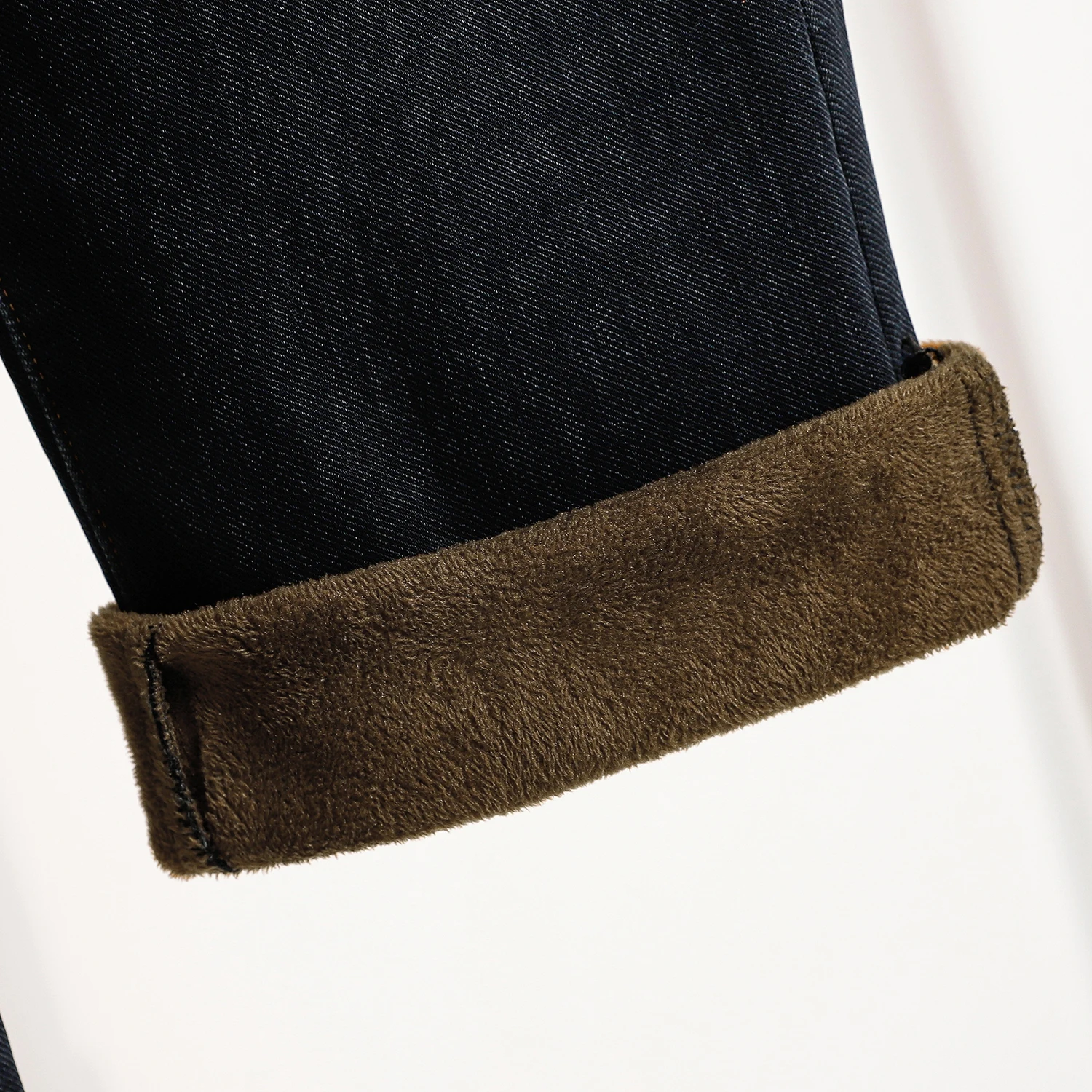 بالإضافة إلى حجم المرأة الشتاء Thiened Fce مستقيم الساق الجينز مرونة الخصر عارضة السراويل الطويلة القطن البوليستر مزيج بسط #4