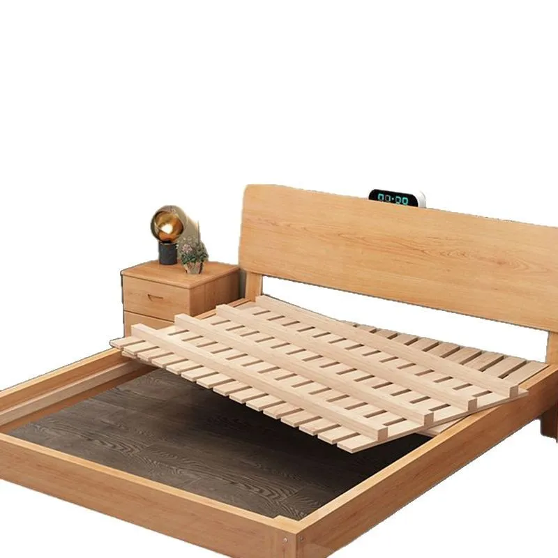 All beech simple solid wood modern double single bed row skeleton bed moisture-proof row skeleton