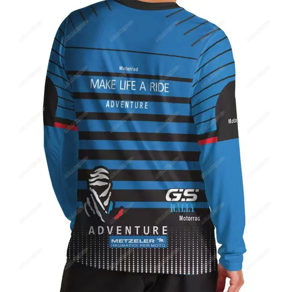 For BMW F850 R1200 R1250 GS Long sleeves T-shirt Blue Motorcycle Motorrad ADVENTURE Quick Dry Summer Anti-UV Not Fade Jerseys