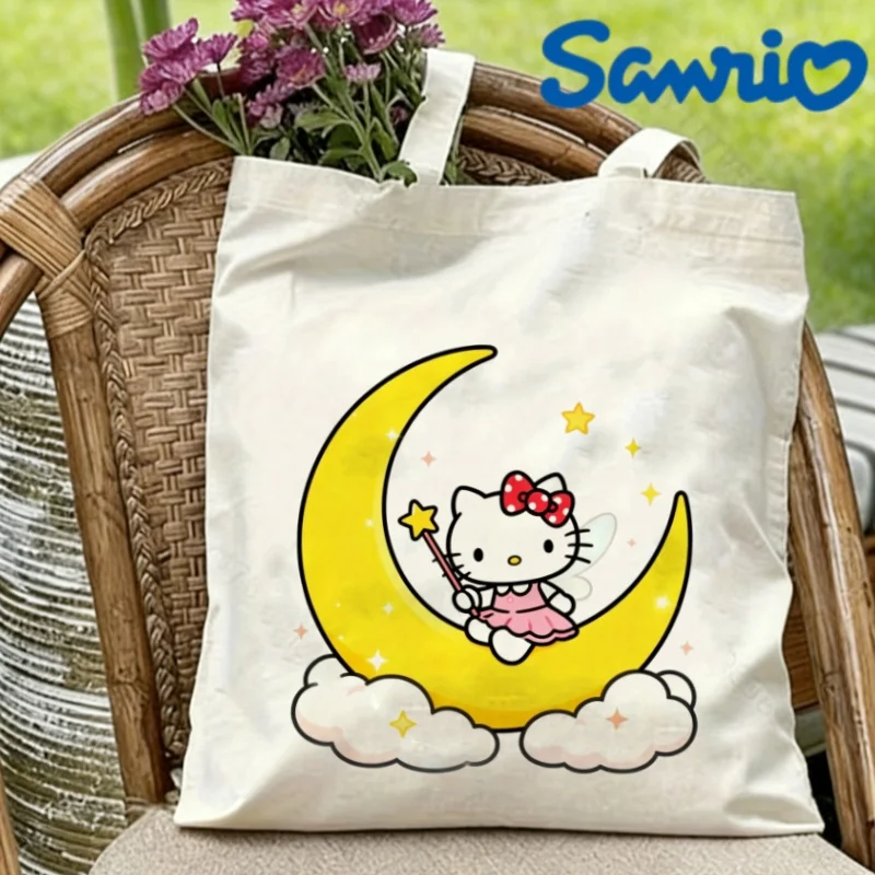1PC Hello Kitty Moon Fairy Canvas Tote Eco-friendly Reusable Shoulder Bag