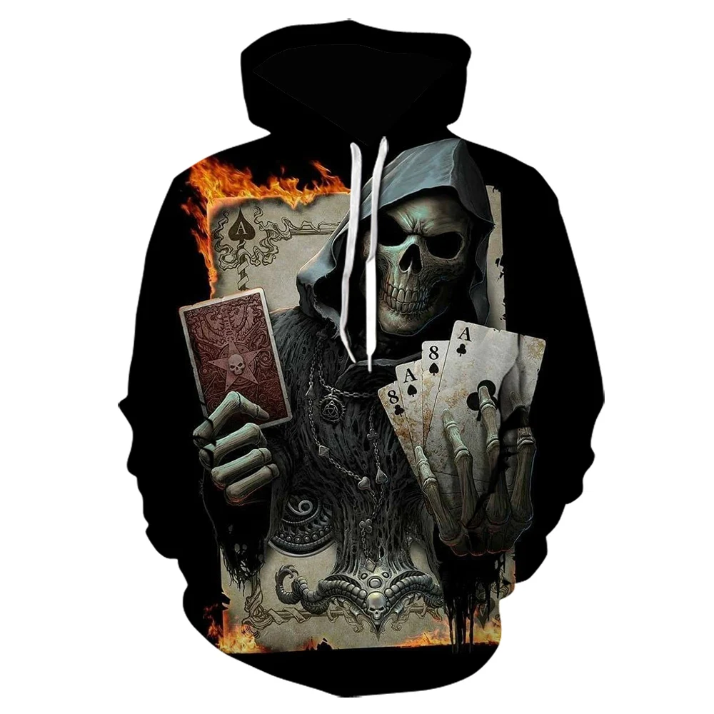 Smoking in a Suit and Hat Skull Sweatshirt Hoodies Casual 3D Print Fashion Sweatshirt Fashion Long Sleeve Hooded Mens Clothing