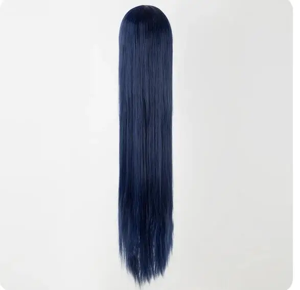 Peruca sintética azul escuro longa, resistente ao calor, cabelo liso, fantasia de Carnaval Halloween, Cosplay Hairpiece, 100cm, 40"