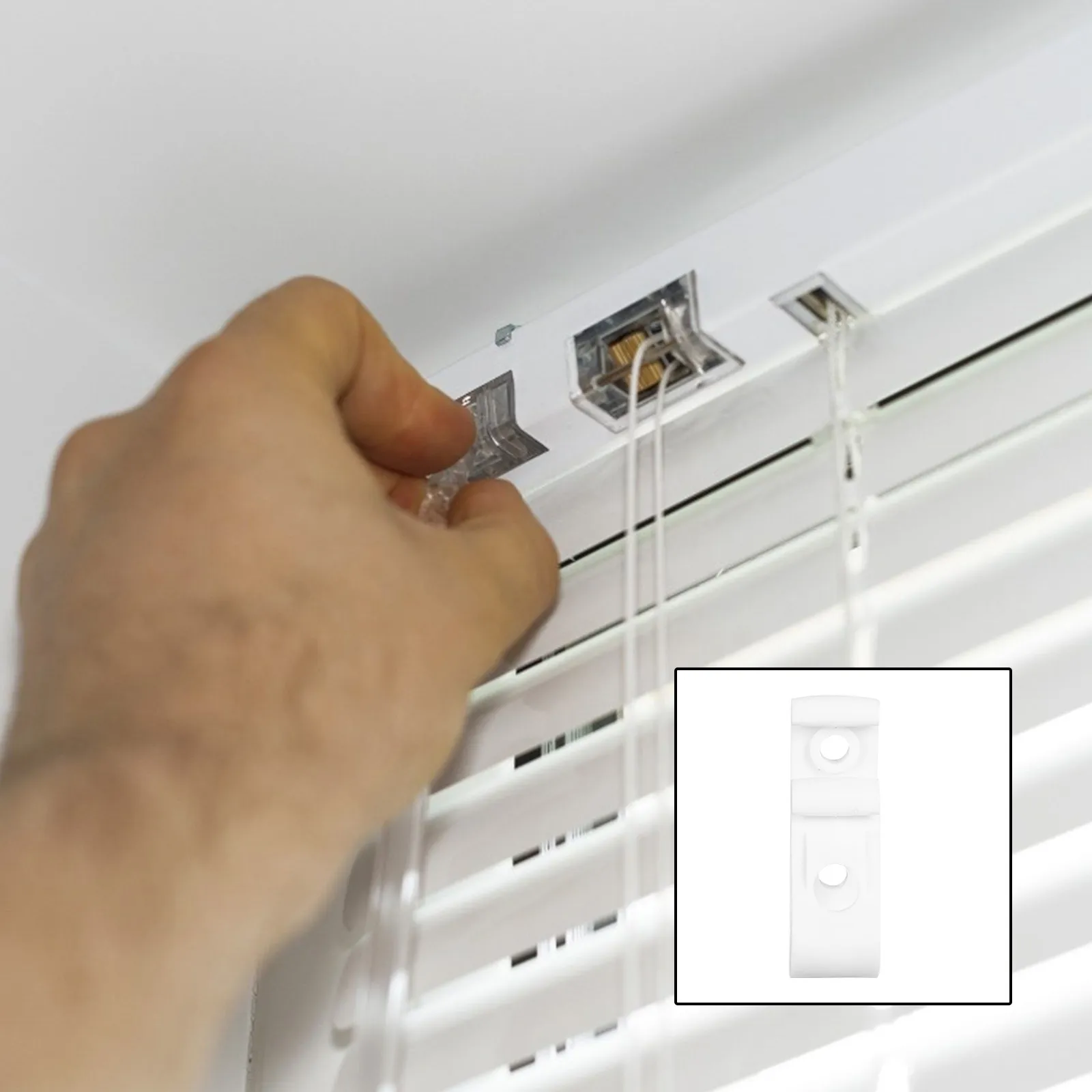 8Pcs Blinds Roller Clip Roman Blind Cord Holder Secure Wall Mount Plastic Safety Hook for Curtains Blinds Roller Loop Clip